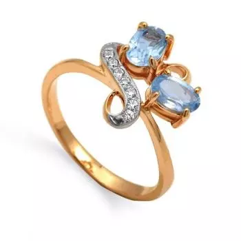Кольцо с топазами и фианитами Линии Любви