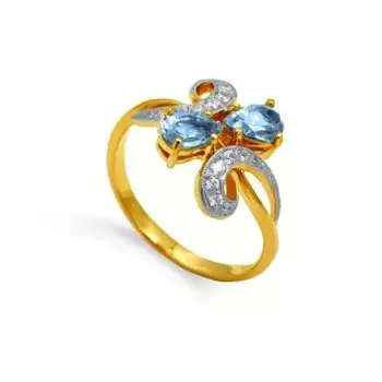 Кольцо с топазами и фианитами Линии Любви