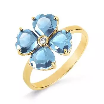 Кольцо с топазами и фианитом Линии Любви