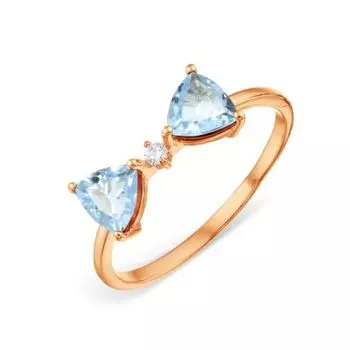 Кольцо с топазами и фианитом Линии Любви