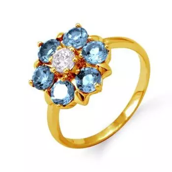 Кольцо с топазами и фианитом Линии Любви