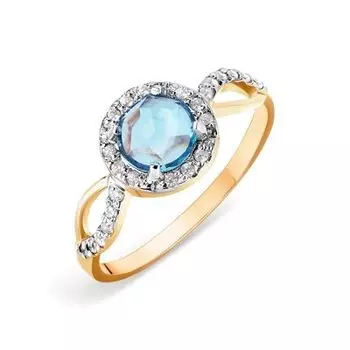 Кольцо с топазом и фианитами Линии Любви