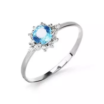 Кольцо с топазом и фианитами Линии Любви