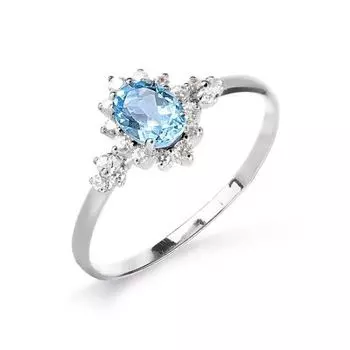 Кольцо с топазом и фианитами Линии Любви