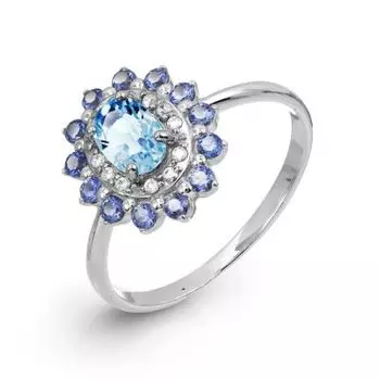 Кольцо с топазом и фианитами Линии Любви