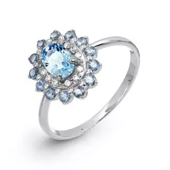 Кольцо с топазом и фианитами Линии Любви