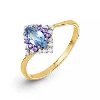 Кольцо с топазом и фианитами Линии Любви