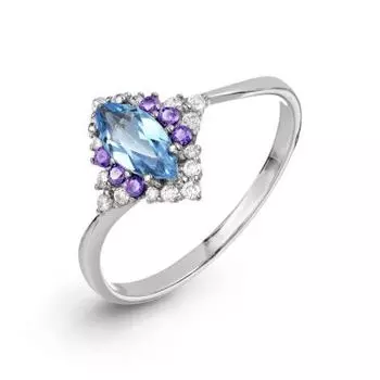 Кольцо с топазом и фианитами Линии Любви