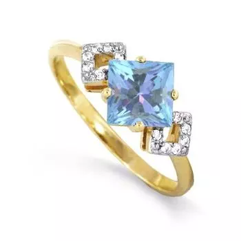 Кольцо с топазом и фианитами Линии Любви