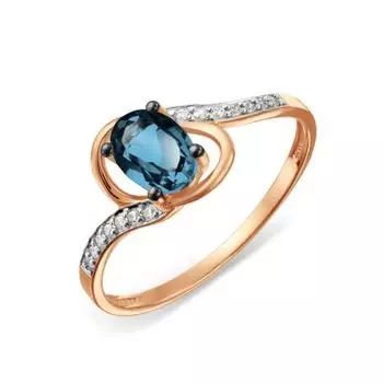 Кольцо с топазом и фианитами Линии Любви