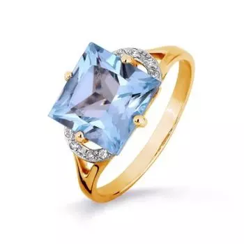 Кольцо с топазом и фианитами Линии Любви