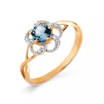 Кольцо с топазом и фианитами Линии Любви
