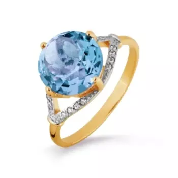 Кольцо с топазом и фианитами Линии Любви