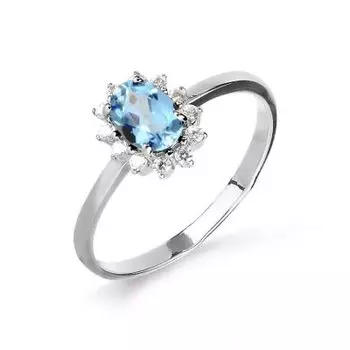 Кольцо с топазом и фианитами Линии Любви