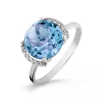 Кольцо с топазом и фианитами Линии Любви