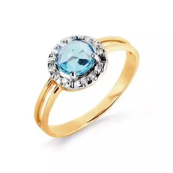 Кольцо с топазом и фианитами Линии Любви