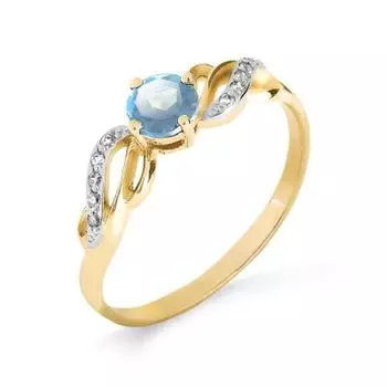 Кольцо с топазом и фианитами Линии Любви