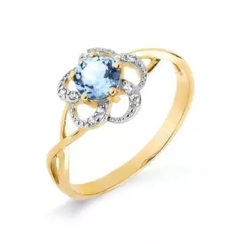 Кольцо с топазом и фианитами Линии Любви
