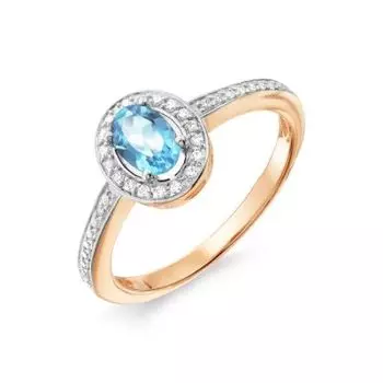 Кольцо с топазом и фианитами Линии Любви