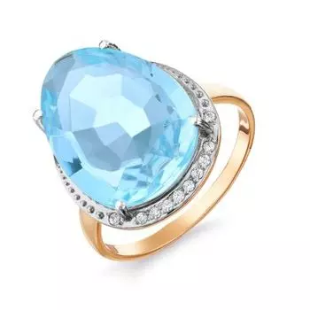 Кольцо с топазом и фианитами Линии Любви