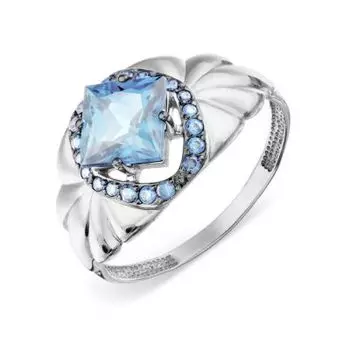 Кольцо с топазом и фианитами Линии Любви
