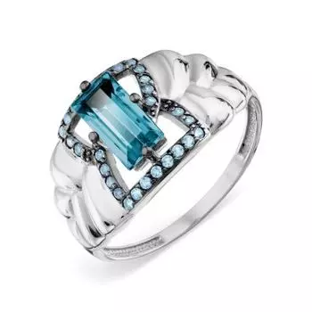 Кольцо с топазом и фианитами Линии Любви