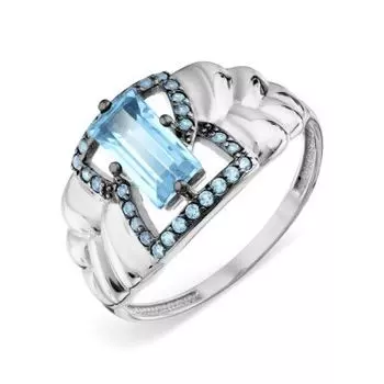 Кольцо с топазом и фианитами Линии Любви