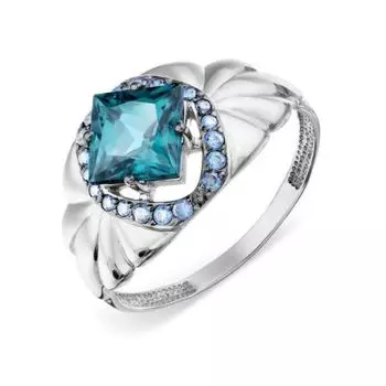 Кольцо с топазом и фианитами Линии Любви