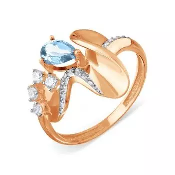 Кольцо с топазом и фианитами Линии Любви