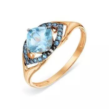 Кольцо с топазом и фианитами Линии Любви