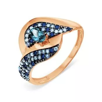 Кольцо с топазом и фианитами Линии Любви