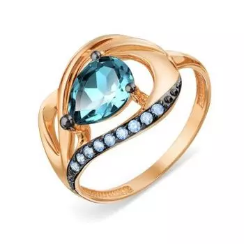 Кольцо с топазом и фианитами Линии Любви