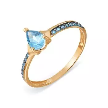 Кольцо с топазом и фианитами Линии Любви