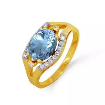 Кольцо с топазом и фианитами Линии Любви
