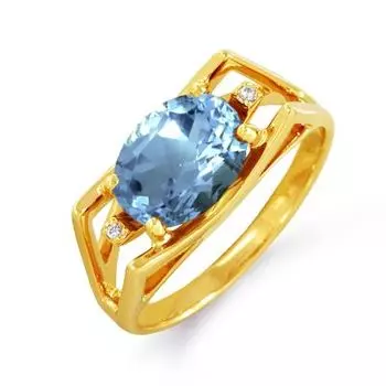 Кольцо с топазом и фианитами Линии Любви
