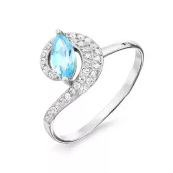 Кольцо с топазом и фианитами Линии Любви