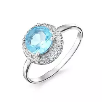 Кольцо с топазом и фианитами Линии Любви