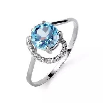 Кольцо с топазом и фианитами Линии Любви
