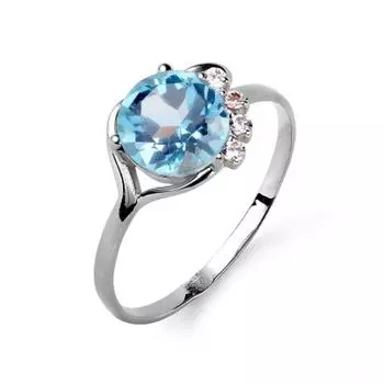 Кольцо с топазом и фианитами Линии Любви