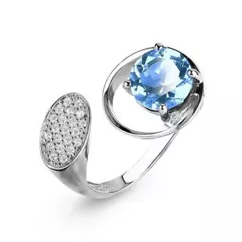 Кольцо с топазом и фианитами Линии Любви