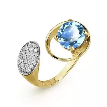 Кольцо с топазом и фианитами Линии Любви