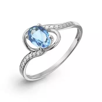 Кольцо с топазом и фианитами Линии Любви