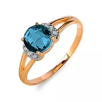 Кольцо с топазом и фианитами Линии Любви