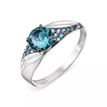 Кольцо с топазом и фианитами Линии Любви