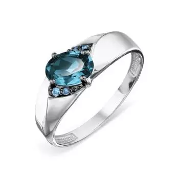Кольцо с топазом и фианитами Линии Любви