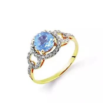 Кольцо с топазом и фианитами Линии Любви