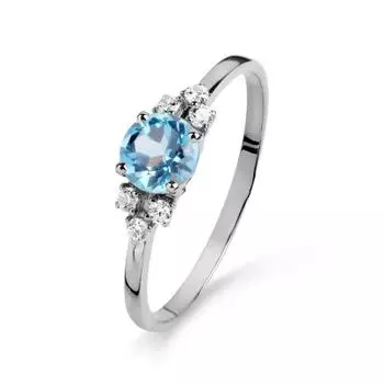 Кольцо с топазом и фианитами Линии Любви