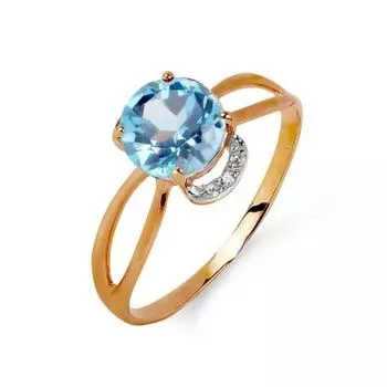 Кольцо с топазом и фианитами Линии Любви