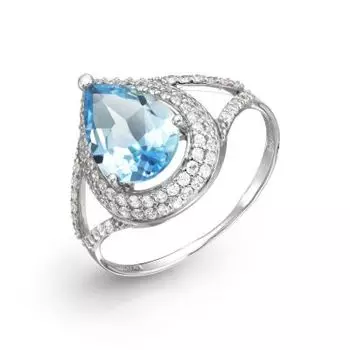 Кольцо с топазом и фианитами Линии Любви
