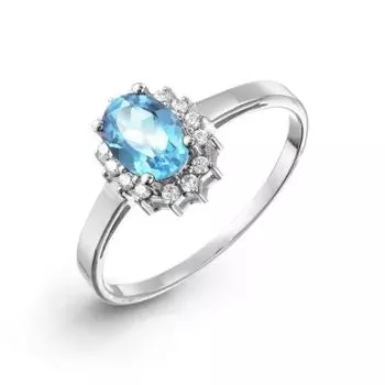 Кольцо с топазом и фианитами Линии Любви